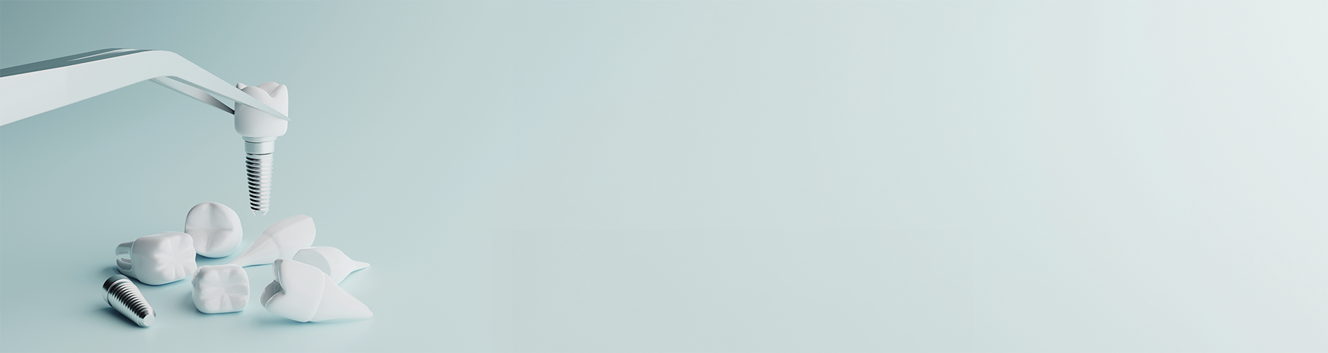 Medizinische Pinzette hält ein Zahnimplantat